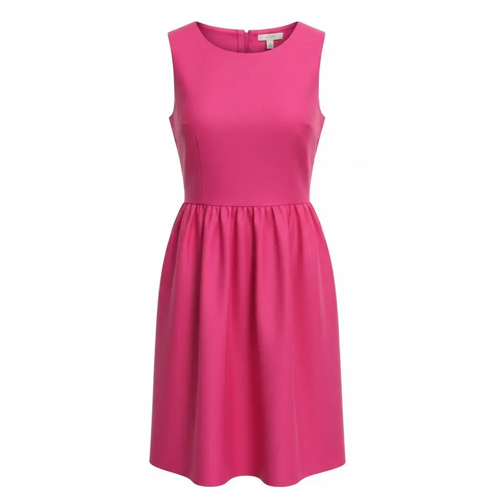 J.Crew Pink Silk Blend Sheath Dress Sleeveless Fit Flare Sz 2 Pockets BarbieCore - Picture 2 of 6